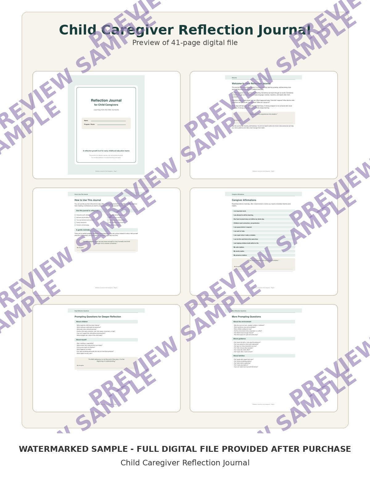 Child Caregiver Reflection Journal