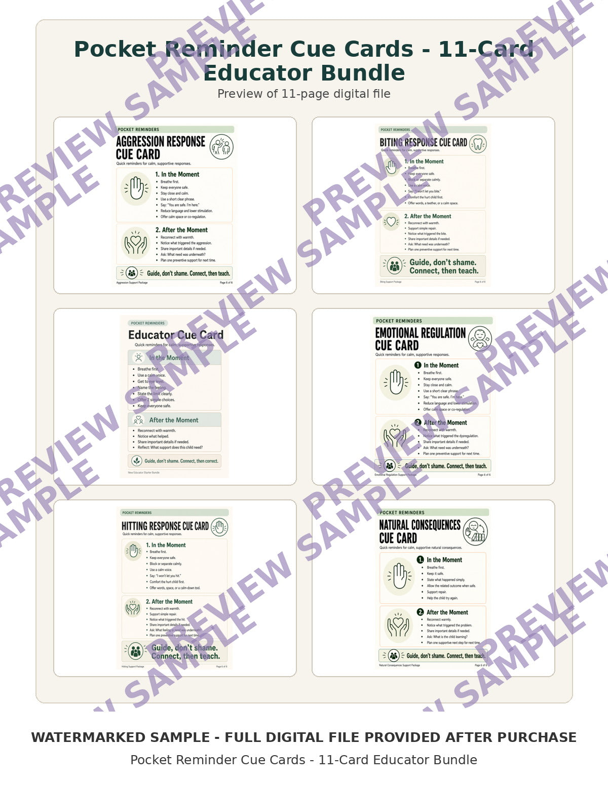Pocket Reminder Cue Cards - 11-Card Educator Bundle