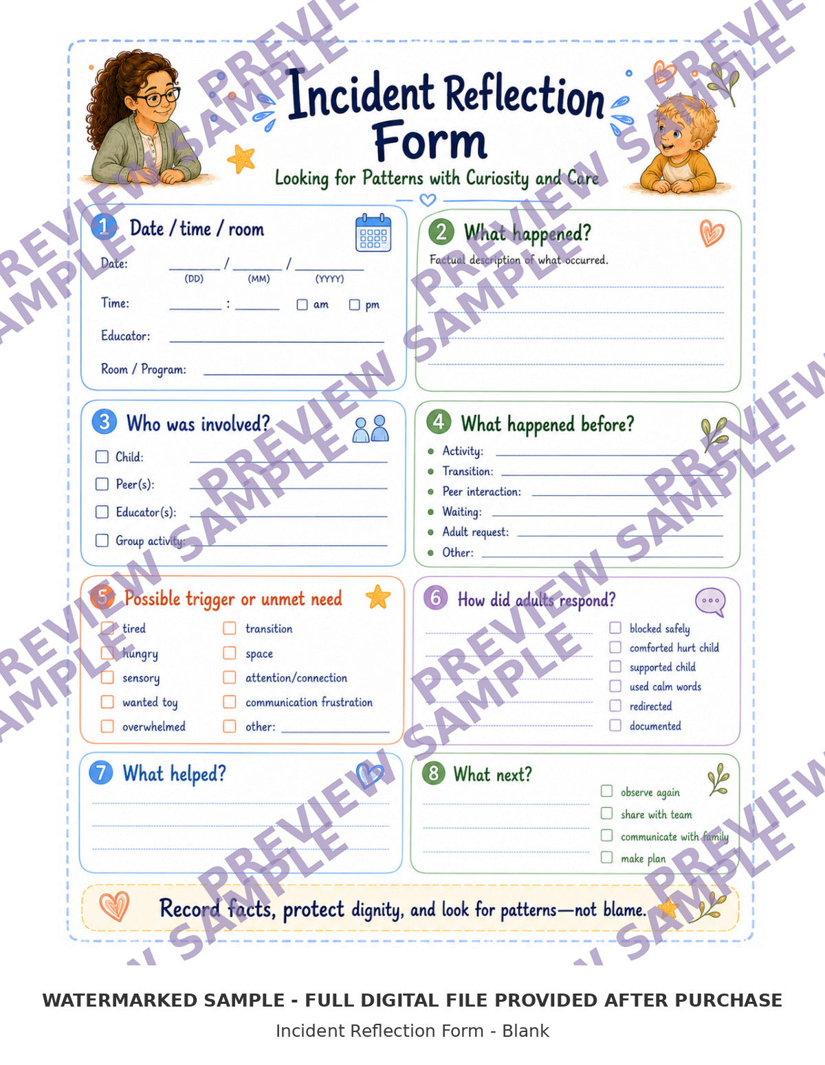 Incident Reflection Form - Blank