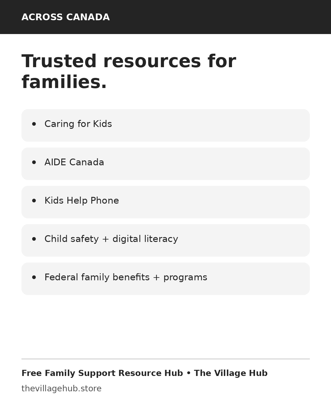 FREE Canada-Wide Family Support Resource Directory